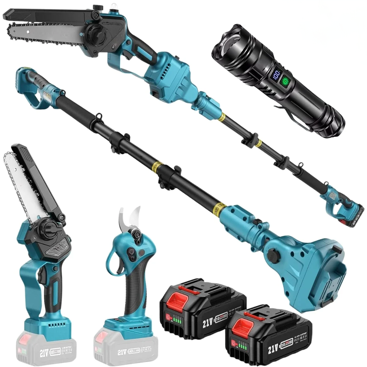 GardenPro 3-in-1 zahradní sada s mini pilou, nůžkami a LED svítilnou